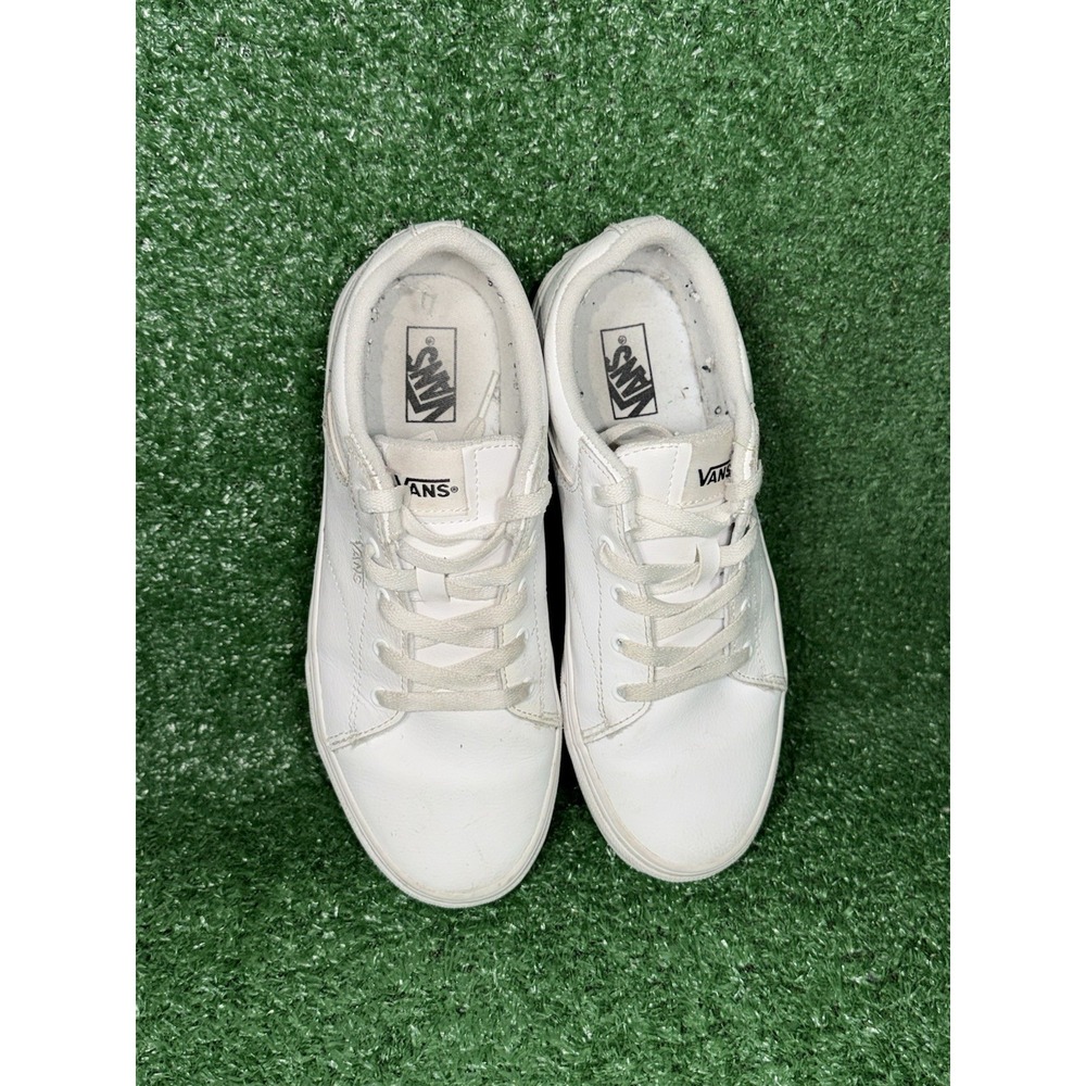 VANS Women Size 7.5 Old Skool White‎ Leather Daily Casual Shoes Skate Sneakers - Picture 6 of 10